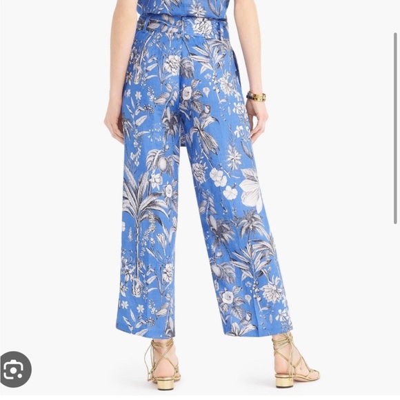 J Crew Blue Italian Linen Wide-leg Pant in Ratti Tropical Toile - Picture 2 of 6